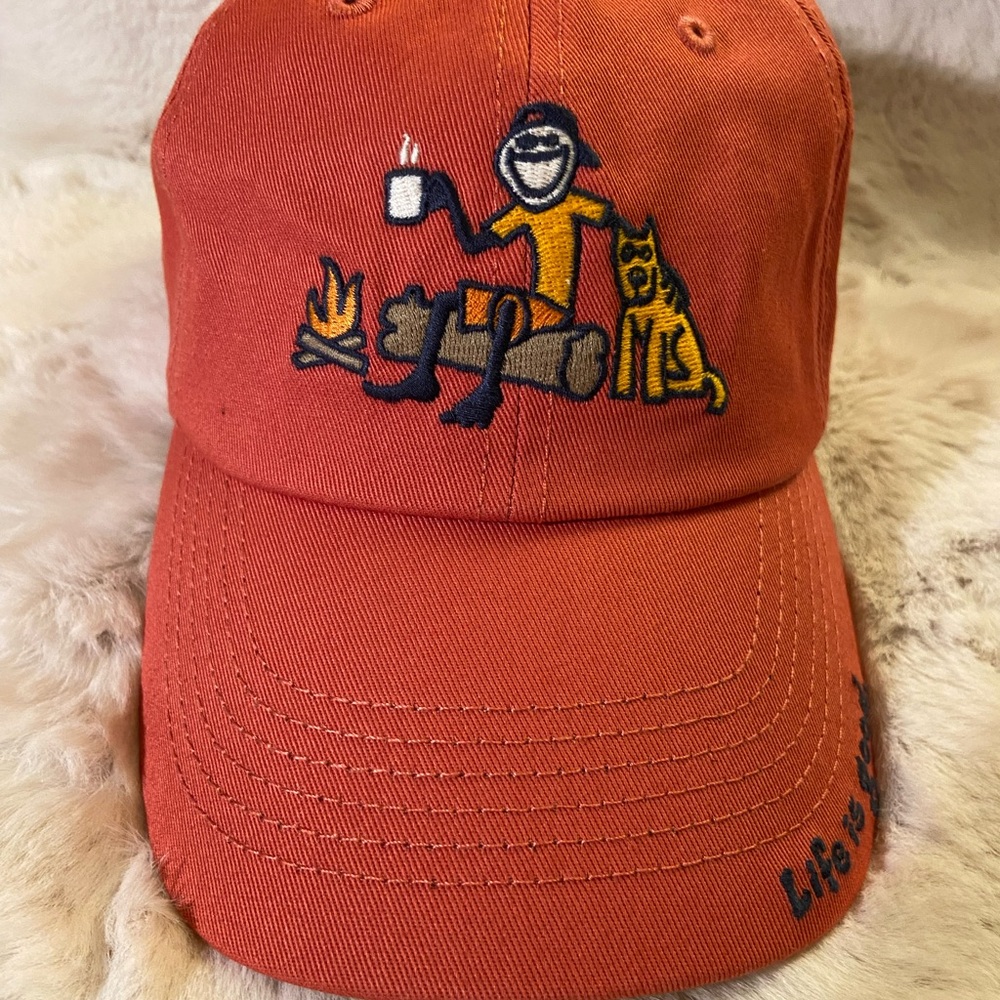 Life Is Good Orange Embroidered Hat